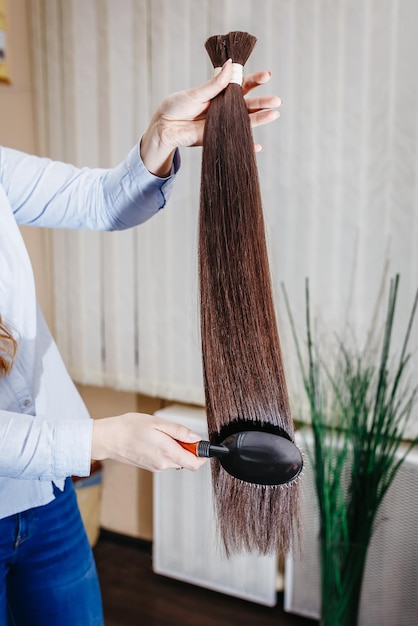 Équipement d'extension de cheveux peigne femme de cheveux naturels
