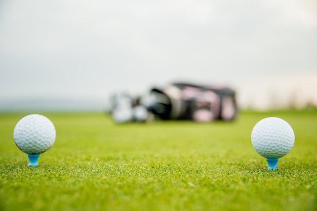 Équipement de golf sur le parcours de golf vert