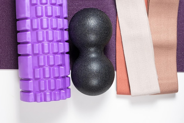 Équipement de sport rouleau de massage ballon arrière et bandes de fitness en tissu