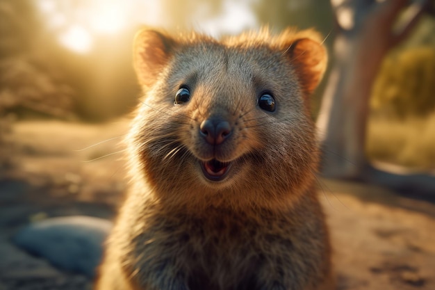 Quokka sauvage souriant mignon Générer AI