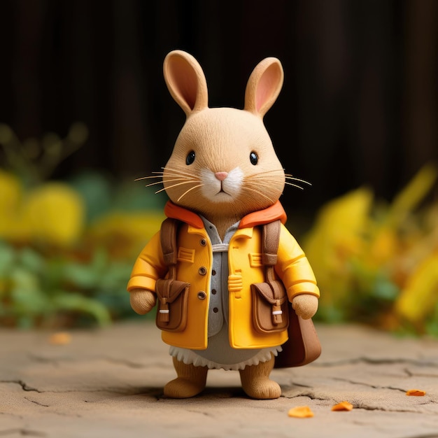 Rabbit Animal Character artisanal avec un fond de studio isolé