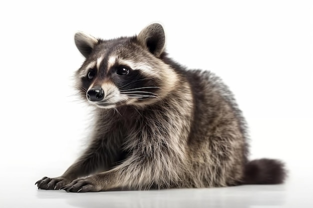 Raccoon sur fond blanc IA générative