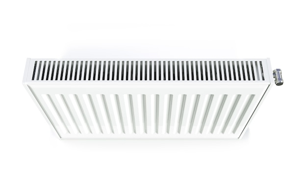 Photo radiateur de chauffage avec vanne thermostatique de radiateur sur le mur, rendu 3d