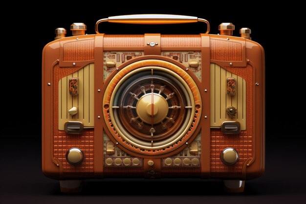 une radio à l'ancienne sur un fond noir