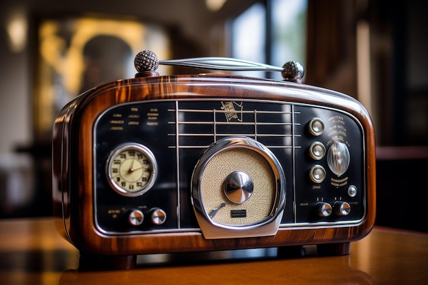 La radio antique avec le bouton brillant diffuse la nostalgie générée