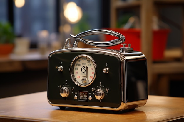 La radio antique avec le bouton brillant diffuse la nostalgie générée