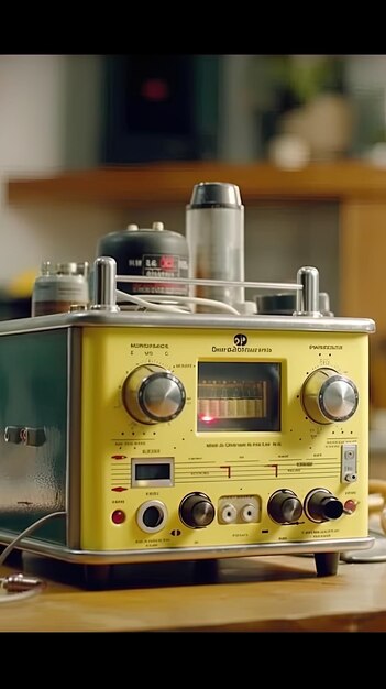 une radio jaune avec le mot " lg " sur le devant.