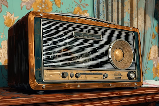 Radio vintage dans le style d'illustration pop art