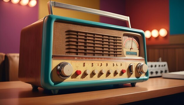 une radio vintage diffusant de la musique en direct et des programmes d'actualités d'autrefois