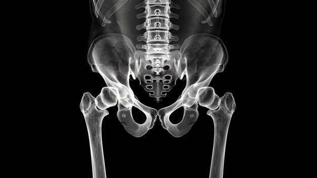 Radiographie du bassin et de la colonne vertébrale d'une femme