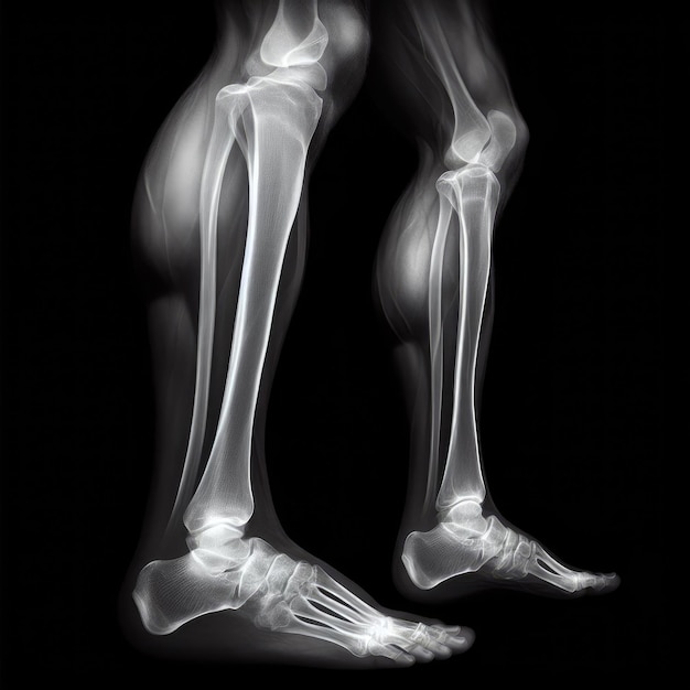 Photo radiographie du genou et du pied humain