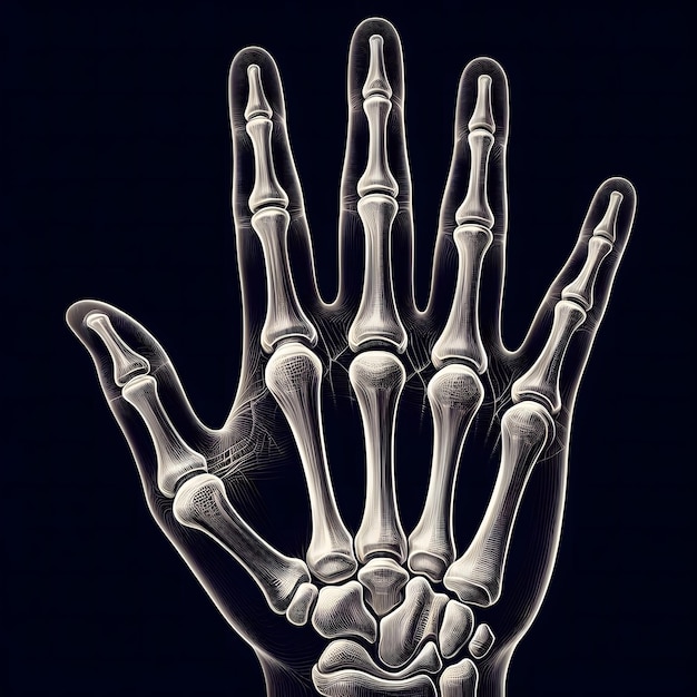 Photo radiographie de la paume de la main humaine