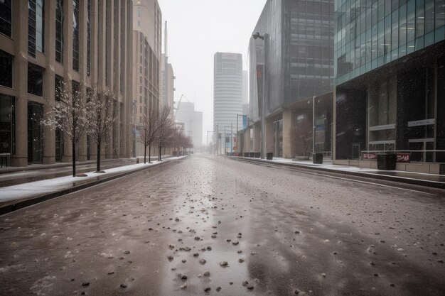 Des rafales de vent et des grêlons s'abattent sur les rues de la ville