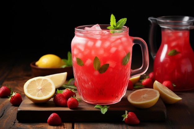 Rafibd2024 Limonade à la pastèque avec des fraises fraîches