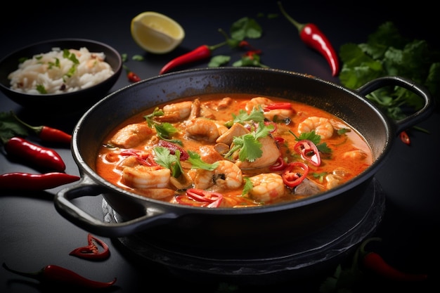 Ragoût brésilien traditionnel Moqueca avec des ingrédients délicieux