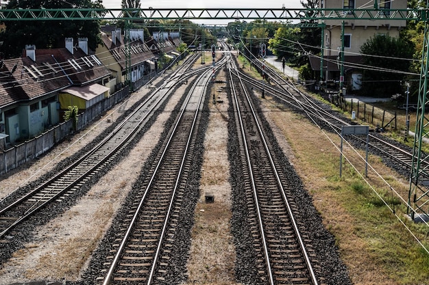 Rails de la gare vide à Siofok Hongrie