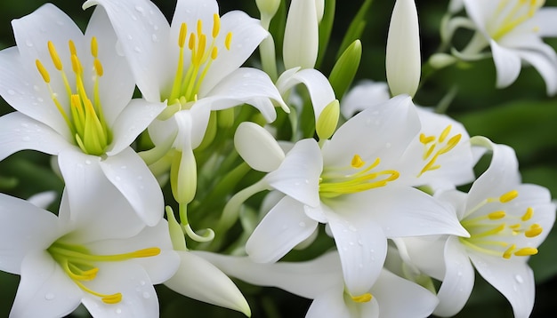 Rain Lilly fleur blanche Belle fleur blanche aux anthères jaunes