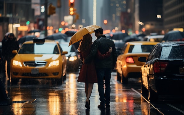 Rainy Encounter : parapluies partagés et taxis héler à New York