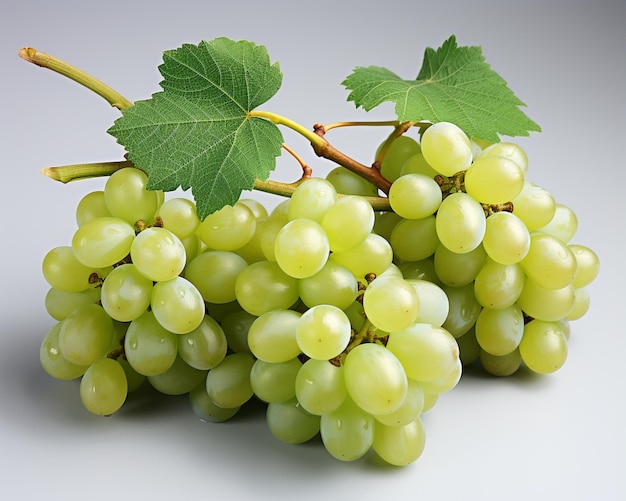 Raisin naturel frais avec fond blanc feuille