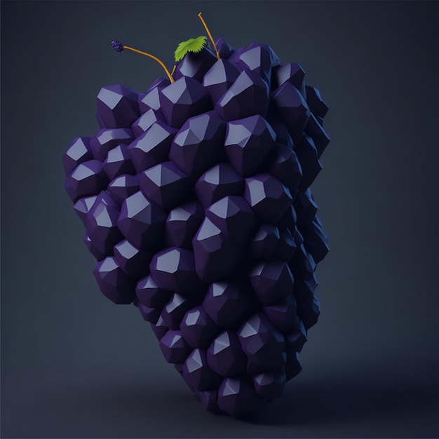 Un raisin violet avec une feuille verte sur le dessus.