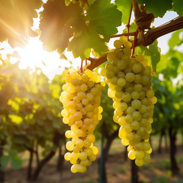 Photo raisins blancs dans le vignoble ia générative