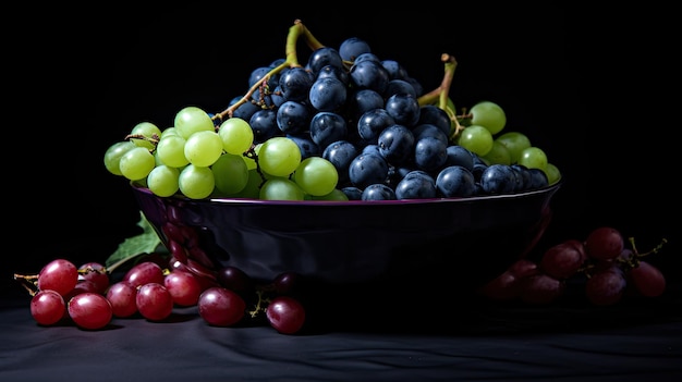 Photo raisins blancs et noirs frais et juteux sur une assiette exquise
