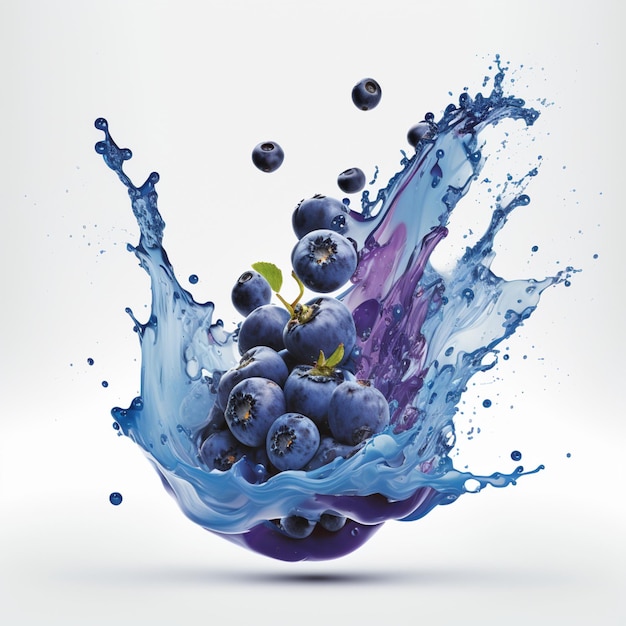 Raisins bleus dans une éclaboussure d'eau