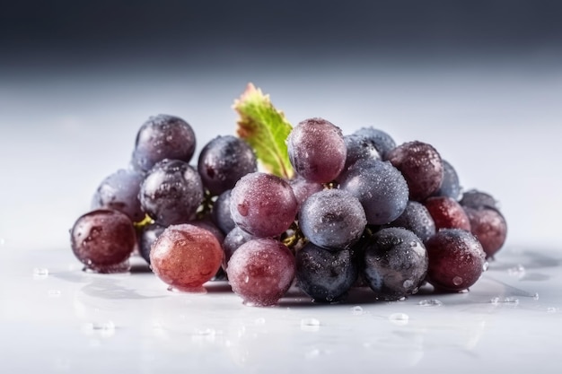 Raisins congelés sur fond blanc IA générative