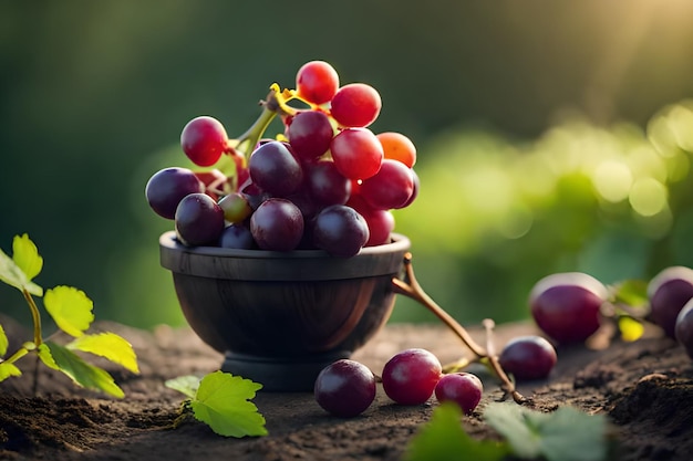 Raisins dans un bol sur une table en bois