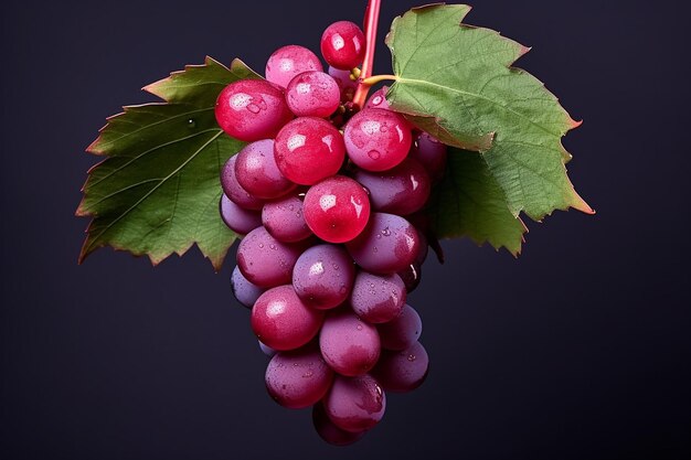 Raisins frais à feuilles isolées de qualité supérieure