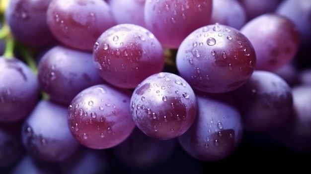 Raisins avec des gouttes d'eau sur le dessus