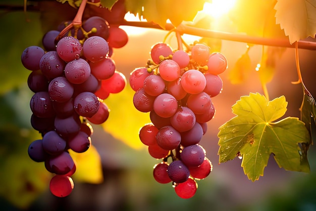 Les raisins mûrs sur les arbres dans le vignoble image générée par la technologie AI