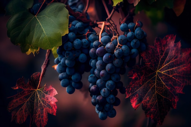 Raisins mûrs dans un vignoble AIxA générative