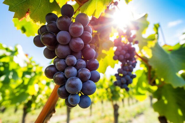 Les raisins plantés dans les vignes par une journée ensoleillée