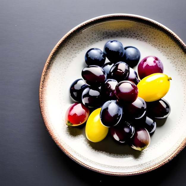 raisins sur une plaque