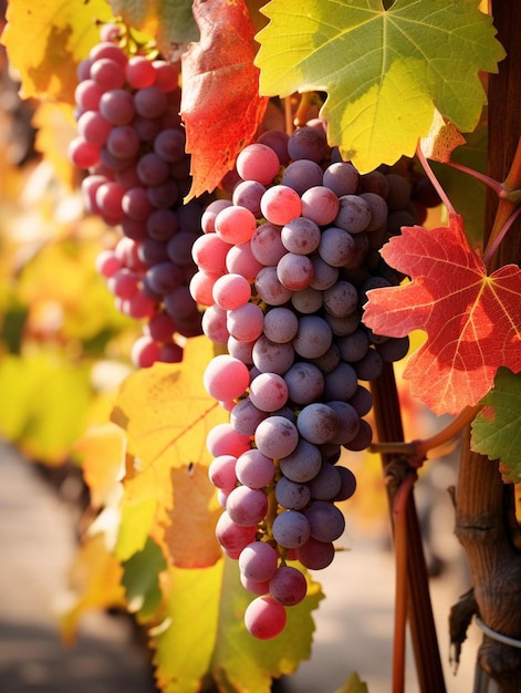 les raisins poussent sur une vigne.