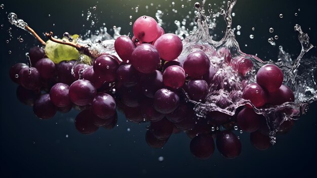 Des raisins qui tombent dans l'eau, un moment captivant.