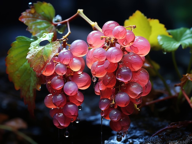 Des raisins roses sur les branches AI générative