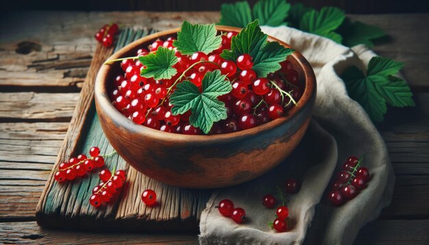 Des raisins rouges dans un bol en bois