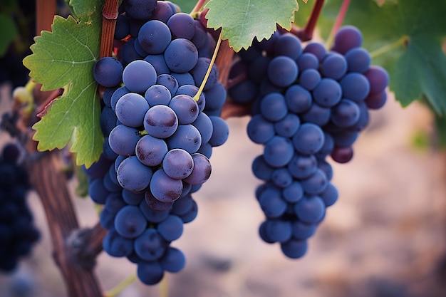 Des raisins rouges dans la vigne