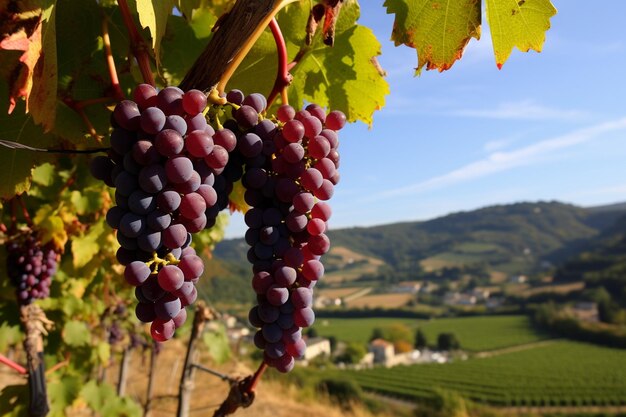 Des raisins rouges dans un vignoble français