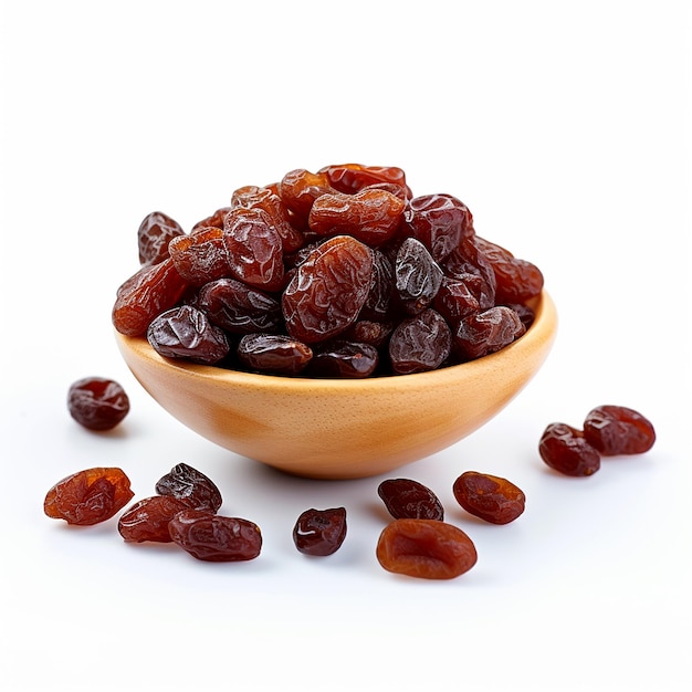 Raisins secs isolés sur fond blanc Une collation nutritive