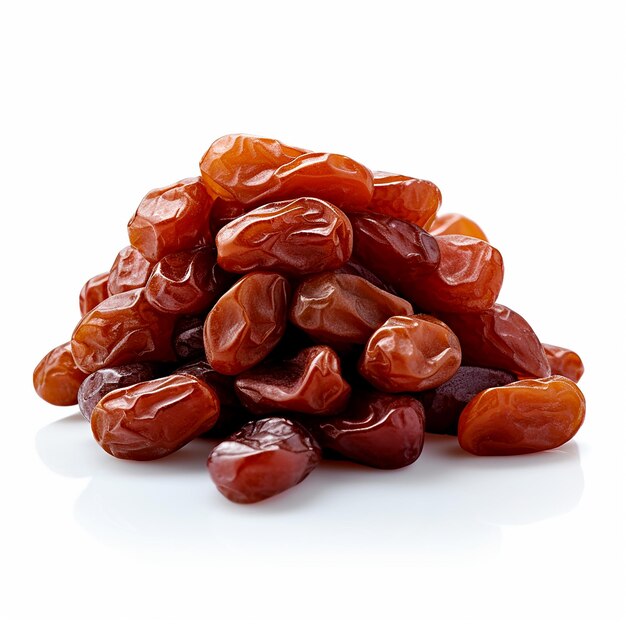 Raisins secs isolés sur fond blanc Une collation nutritive