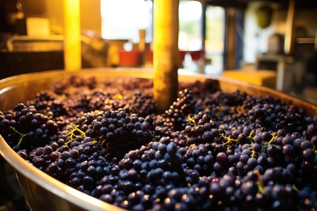 Photo les raisins sont triés et préparés pour la vinification