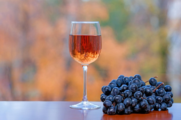 Raisins et verre de vigne