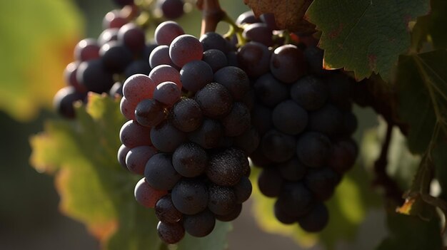 Raisins sur la vigne dans le vignoble