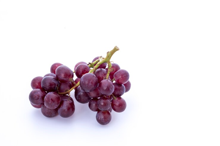 Raisins violets sur fond blanc