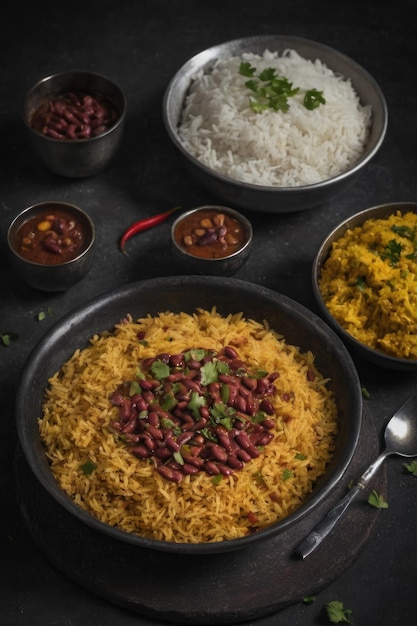 Photo rajma riz nourriture indienne avec riz et haricots