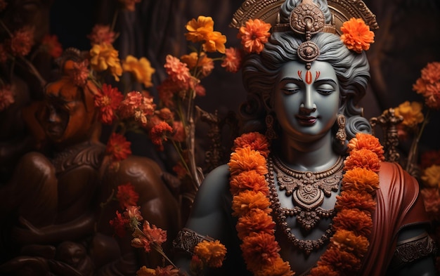 Ram Navami fête hindoue le jour de l'apparition de Ramas Vishnu avatar religion flèche bleue homme indien