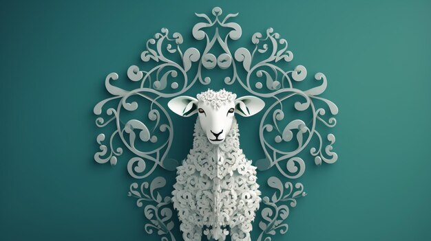 le ramadan eid al adha le concept artistique des moutons le fond vert de la célébration